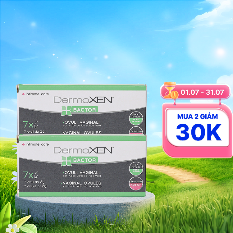 Combo 2 Hộp Dermoxen Bactor Viên Đặt Âm Đạo Hỗ Trợ Giảm Viêm Nhiễm