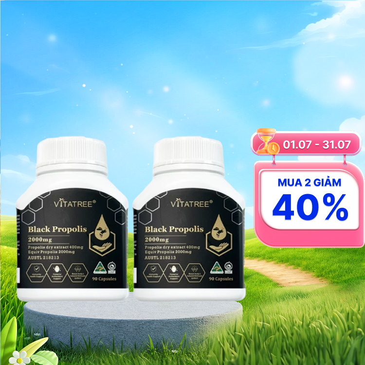 Combo 2 hộp Thực phẩm bảo vệ sức khoẻ Vitatree Black Propolis