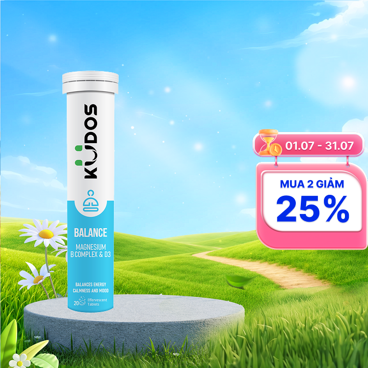 Combo 2 KUDOS Balance Magnesium, B Complex & D3 H.Tro Giam Cang Thang (Tuyp 20Vien)