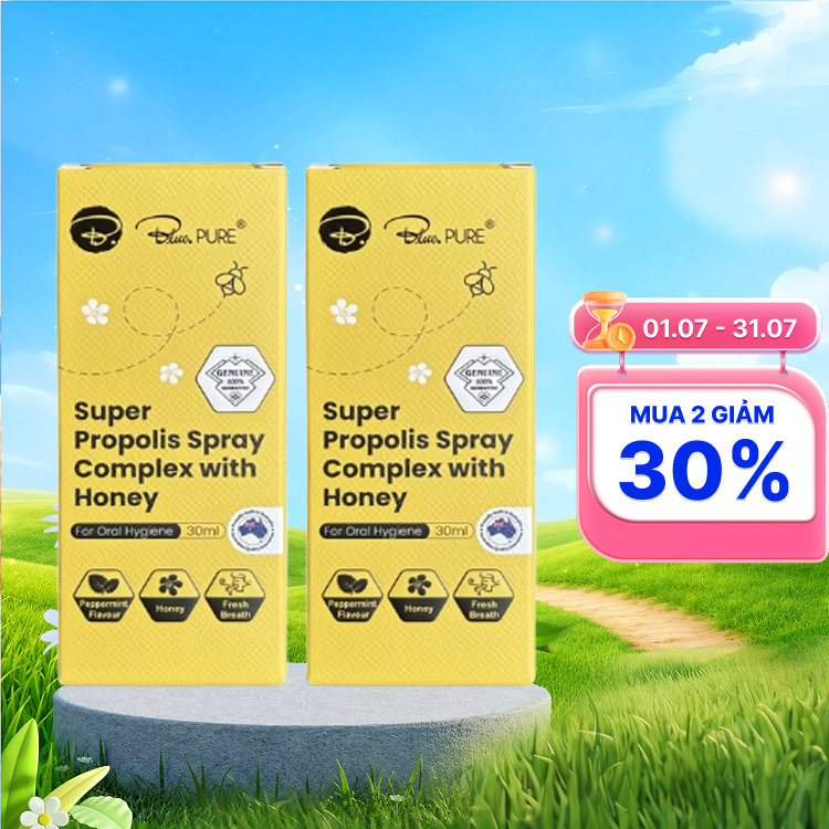 Combo 2 Chai Bluepure Propolis Spray Xịt Họng Giảm Ho (Chai 30ml)
