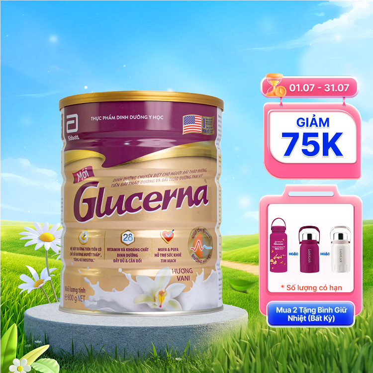 Sữa bột Abbott Glucerna cho người tiểu đường của Mỹ hương vani (hộp 800g)