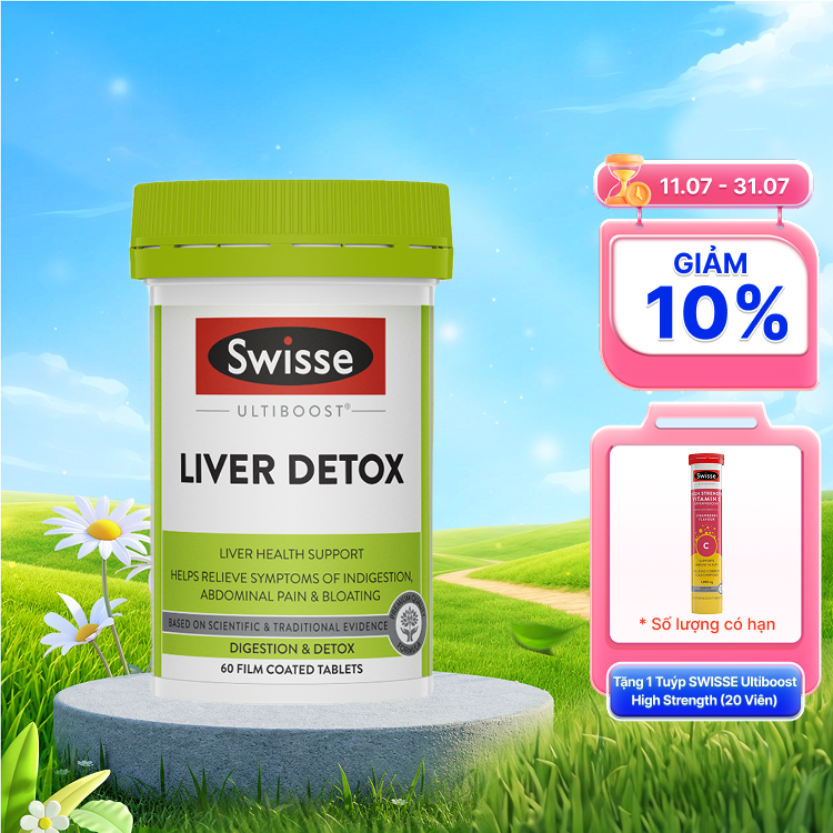 Viên uống Swisse Ultiboost Liver Detox hỗ trợ cải thiện chức năng Gan (Hộp 60 viên)