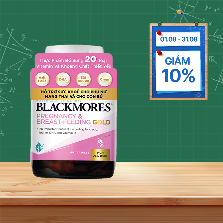 Blackmores Pregnancy & Breast Feeding Gold (lọ 60 viên) bổ sung sắt cho bà bầu