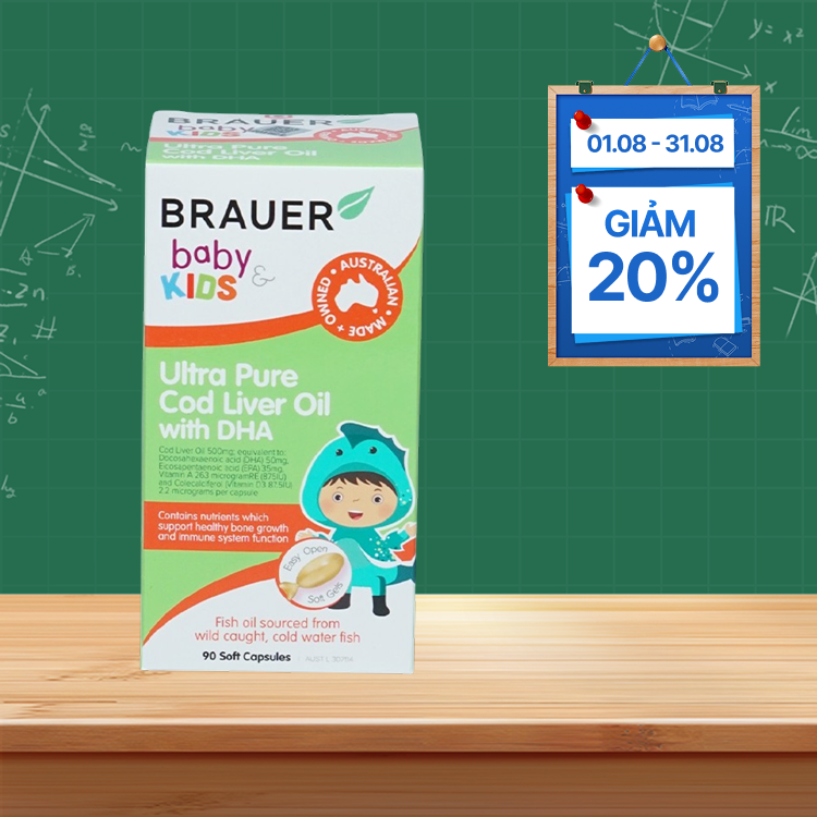 Brauer Baby & Kids Ultra Pure Cod Liver Oil with DHA (90 viên) giúp bé tập trung