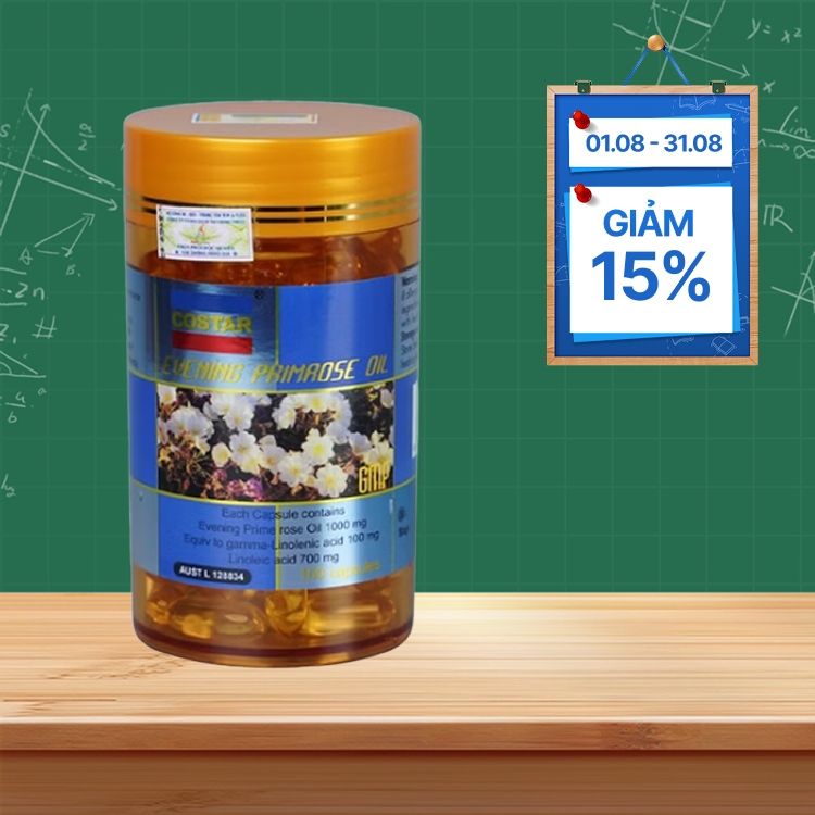 Tinh dầu hoa anh thảo Costar Evening Primrose Oil 100 viên hỗ trợ nội tiết tố nữ