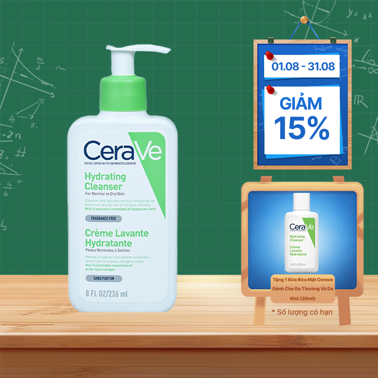 Sữa rửa mặt cho da thường và khô Cerave Hydrating Cleanser 236ml