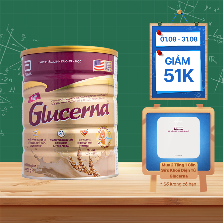 Sữa bột Glucerna giúp kiểm soát đường huyết cho người bệnh (Hộp 800g)