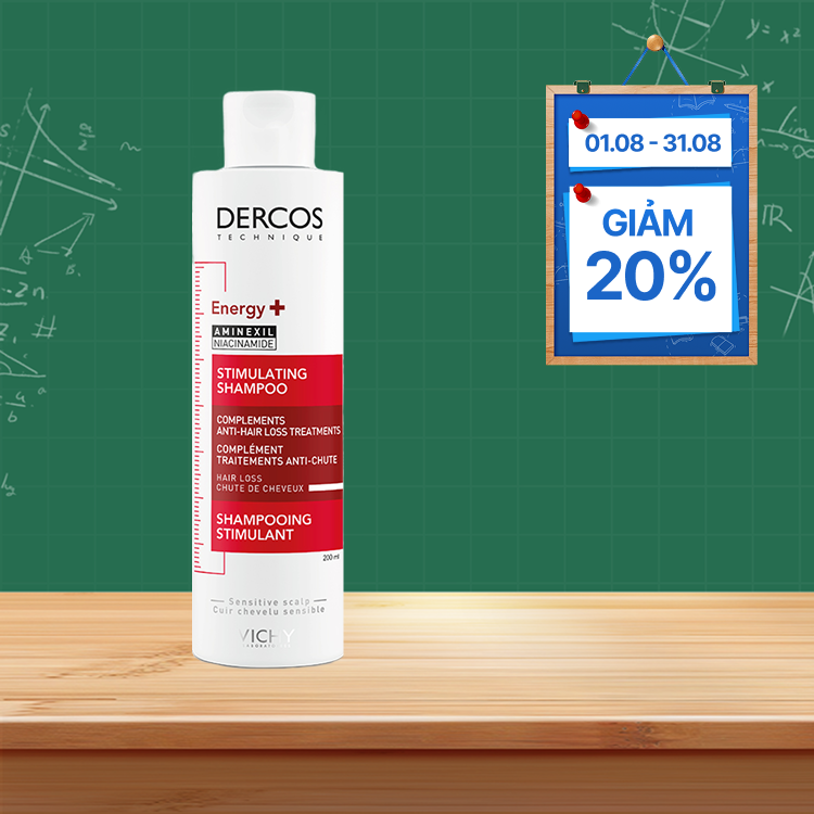Dầu gội Vichy Dercos đỏ 200ml giúp ngăn ngừa và giảm rụng tóc, tóc chắc khoẻ