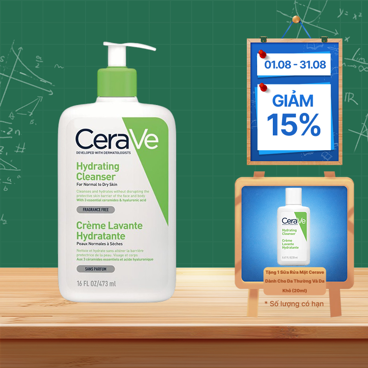Sữa rửa mặt cho da thường và khô Cerave Hydrating Cleanser 473ml