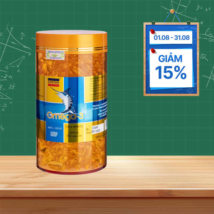 Viên uống dầu cá Costar Omega 3 (hộp 365 viên) cải thiện sức khỏe tim mạch, mắt