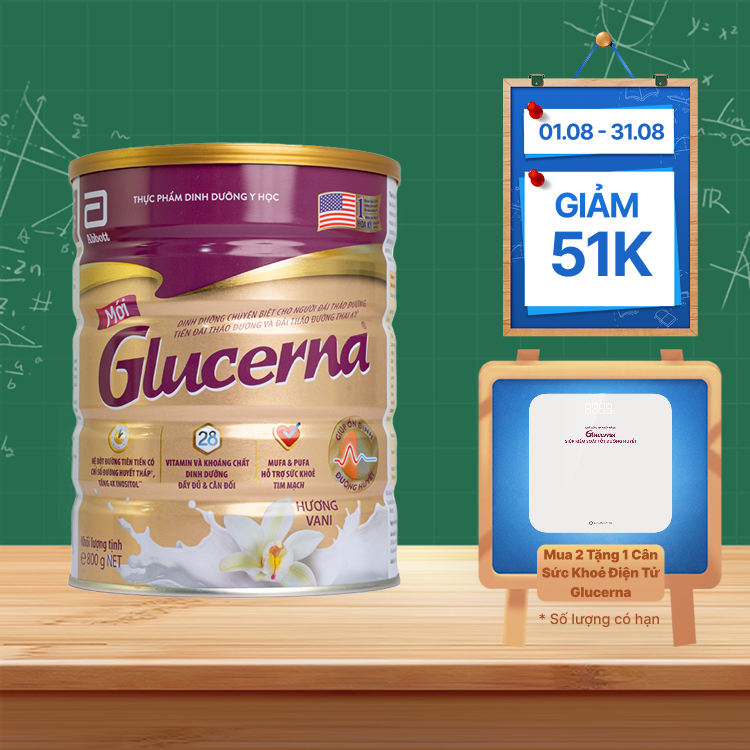 Sữa bột Abbott Glucerna cho người tiểu đường của Mỹ hương vani (hộp 800g)