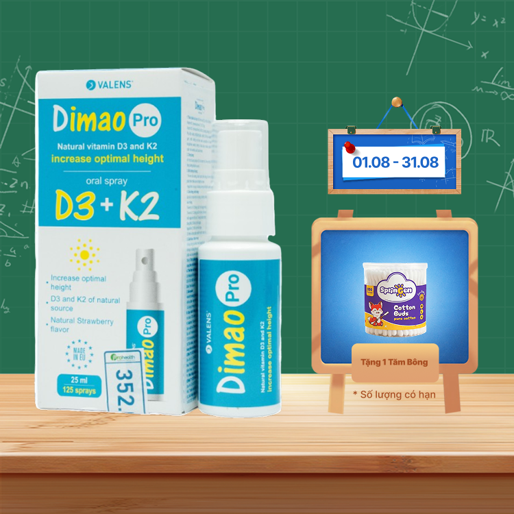 DIMAO Pro Oral Spray Thực phẩm bảo vệ sức khoẻ D3 + K2 dạng xịt (25 ml)
