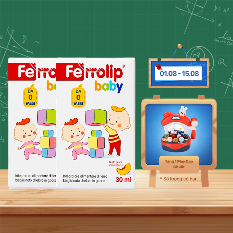 Combo 2 Thực phẩm bảo vệ sức khỏe Ferrolip baby bổ sung sắt cho cơ thể (Lọ 30ml)