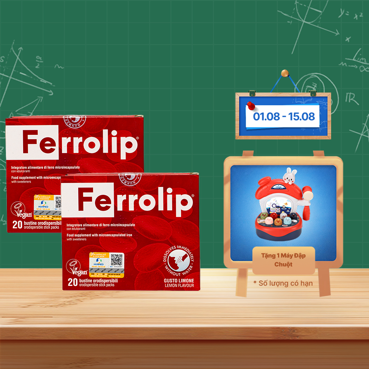 Combo 2 Bột uống FERROLIP bổ sung sắt (Hộp 20 gói)