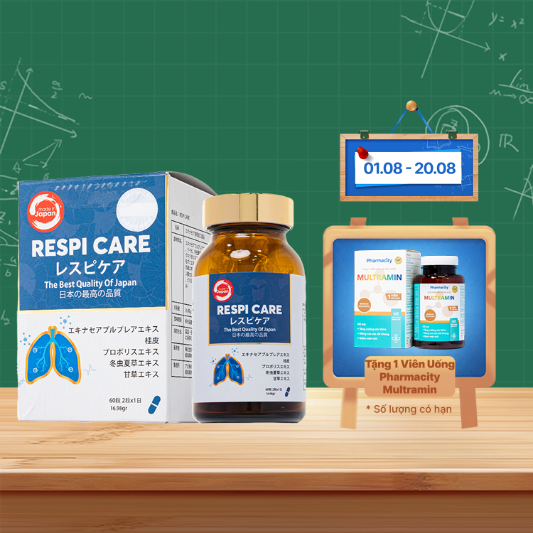 TPBVSK RESPI CARE Hỗ Trợ Cải Thiện Tình Trạng Ho Có Đờm, Khản Tiếng (Hộp 60 viên)