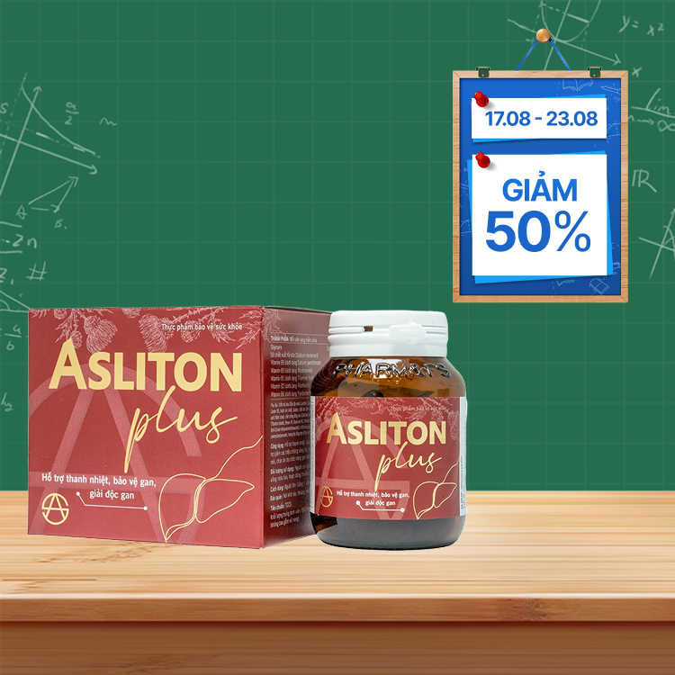 Thực phẩm bảo vệ sức khỏe Asliton Plus hỗ trợ thanh nhiệt, bảo vệ gan, giải độc gan (Hộp 60 viên)