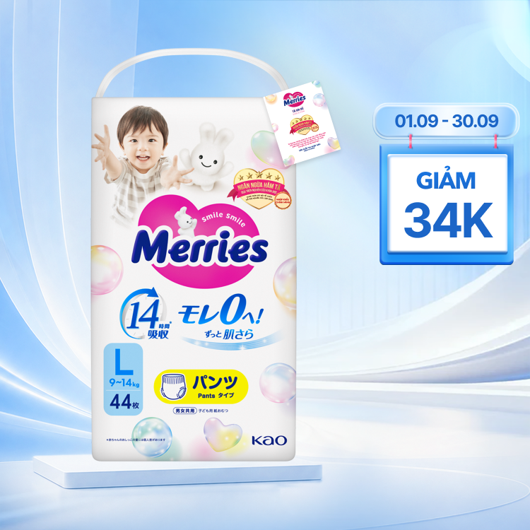 Merries Tã Quần Size L 44 miếng