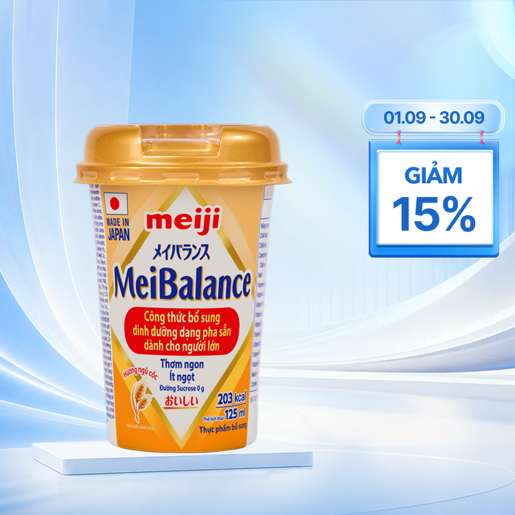 Sữa nước dinh dưỡng hương lúa mạch hỗ trợ cân bằng dinh dưỡng Meiji MeiBalance (6 hũ x 125ml)