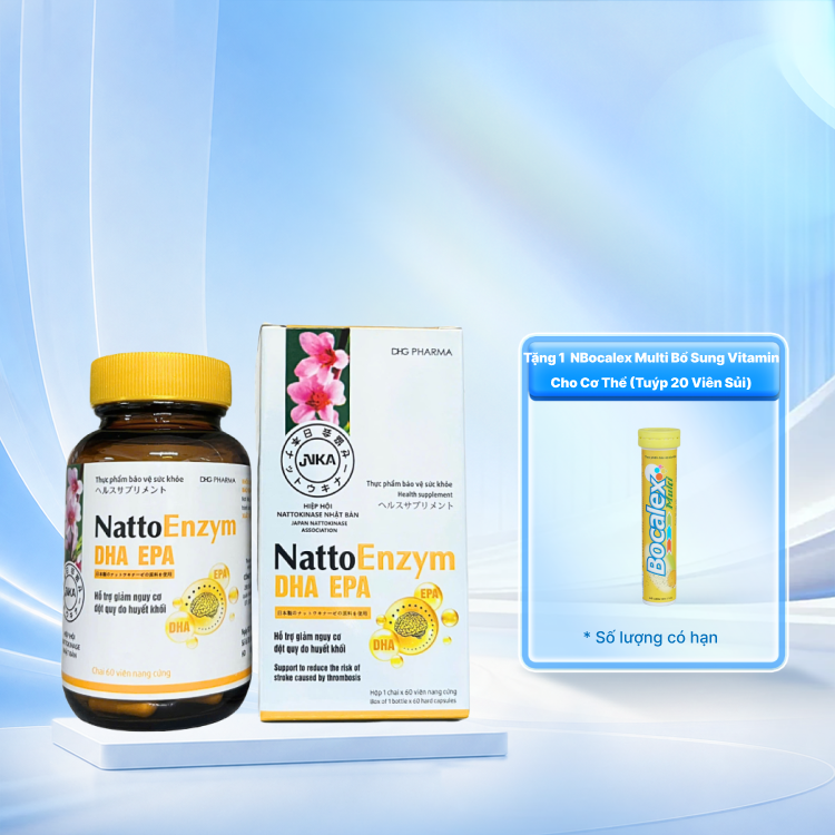 Viên uống NattoEnzym DHA EPA hỗ trợ giảm nguy cơ đột quỵ do huyết khối