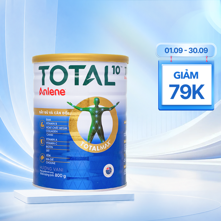 Sữa Anlene Total 10 bổ sung dưỡng chất cần thiết cho người trên 40 tuổi (800g)