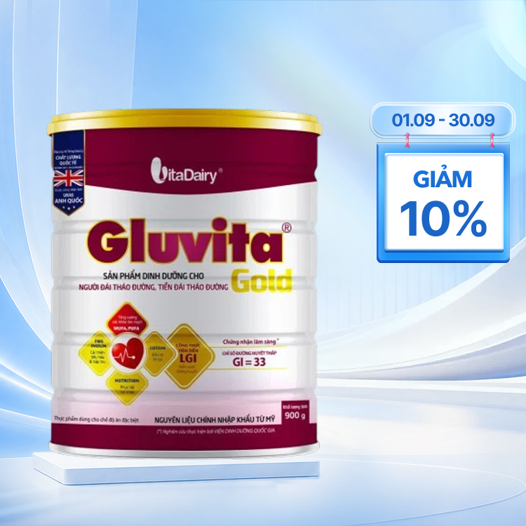 Sữa GLUVITA GOLD bổ sung dinh dưỡng cho người đái tháo đường (hộp 900g)