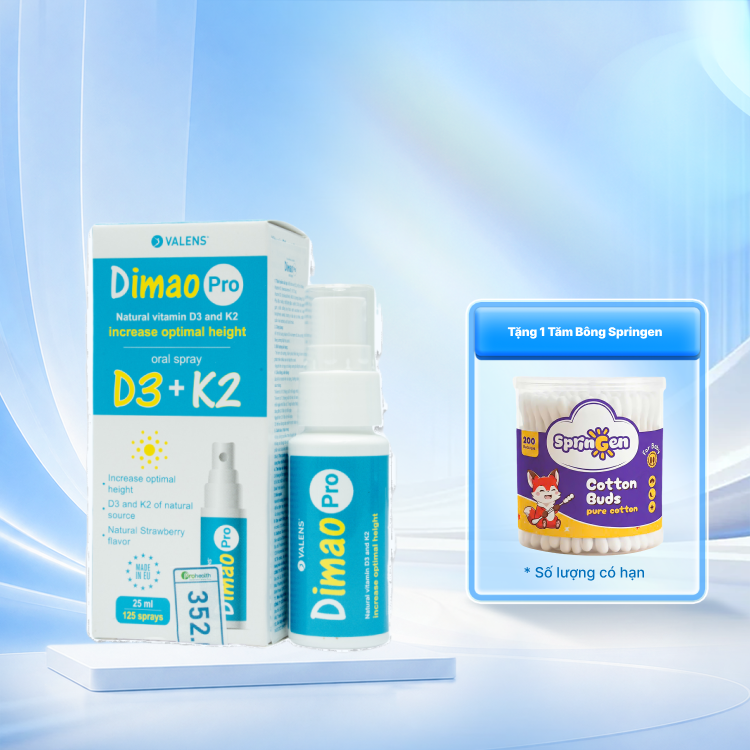 DIMAO Pro Oral Spray Thực phẩm bảo vệ sức khoẻ D3 + K2 dạng xịt (25 ml)