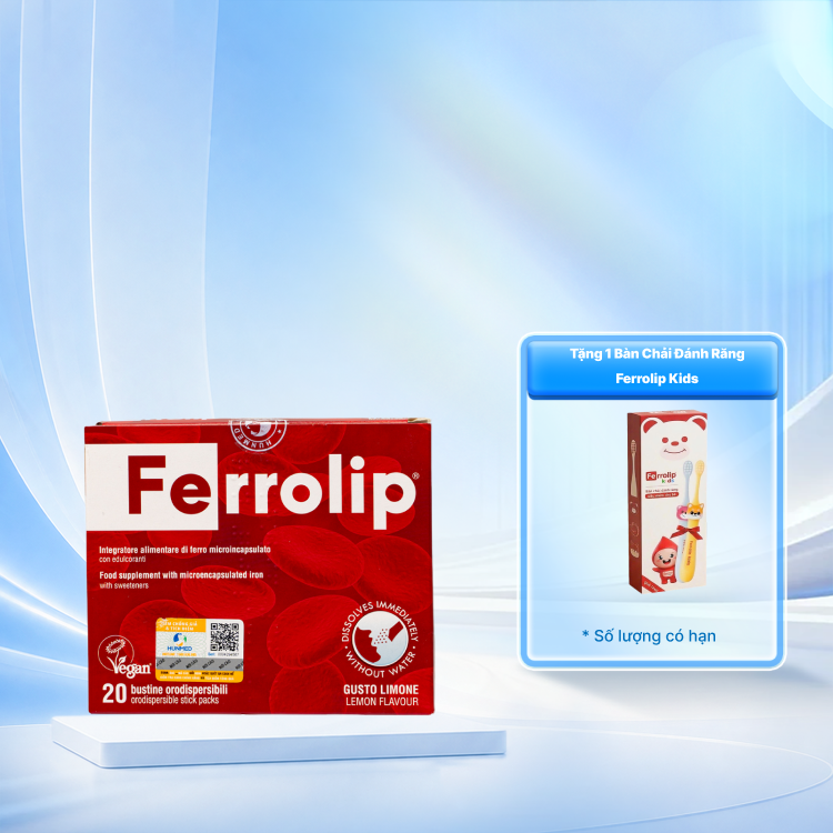 Bột uống Ferrolip bổ sung sắt, hỗ trợ tạo hồng cầu (20 gói)