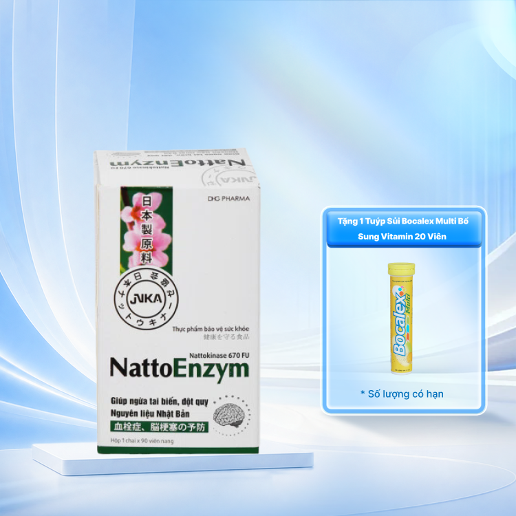 Thực phẩm bảo vệ sức khỏe DHG Pharma NattoEnzym (Hộp 90 viên) làm tan máu đông