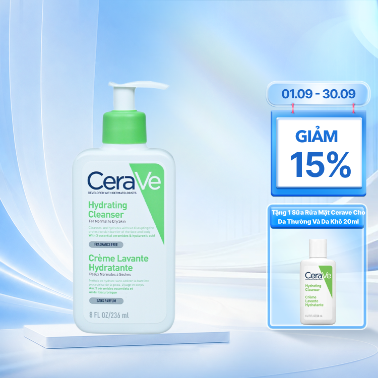 Sữa rửa mặt cho da thường và khô Cerave Hydrating Cleanser 236ml
