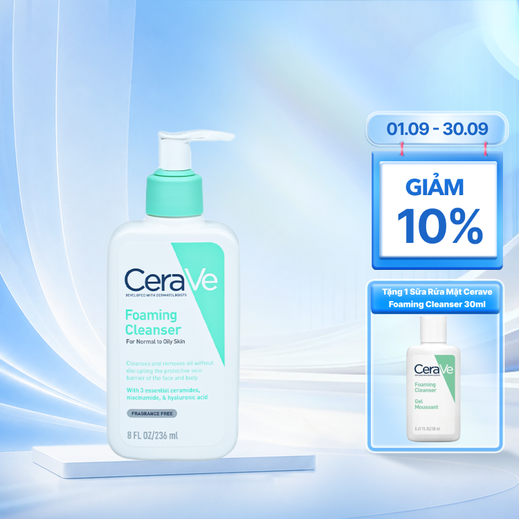 Sữa rửa mặt dành cho da dầu Cerave Foaming Cleanser 236ml