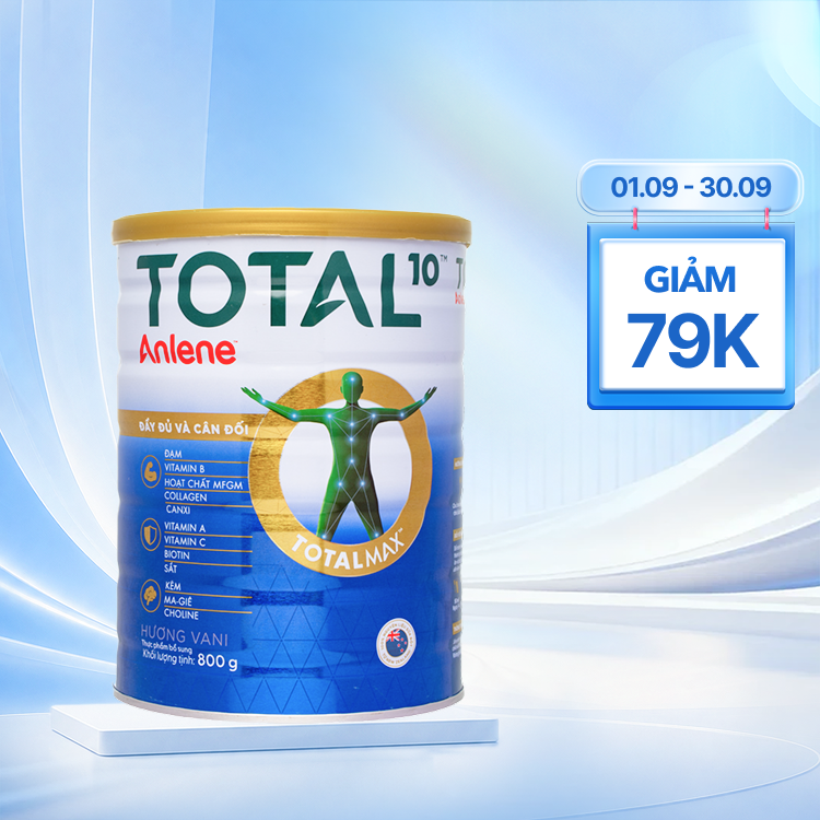 Sữa Anlene Total 10 bổ sung dưỡng chất cho người trên 40 tuổi (Hộp 800g)