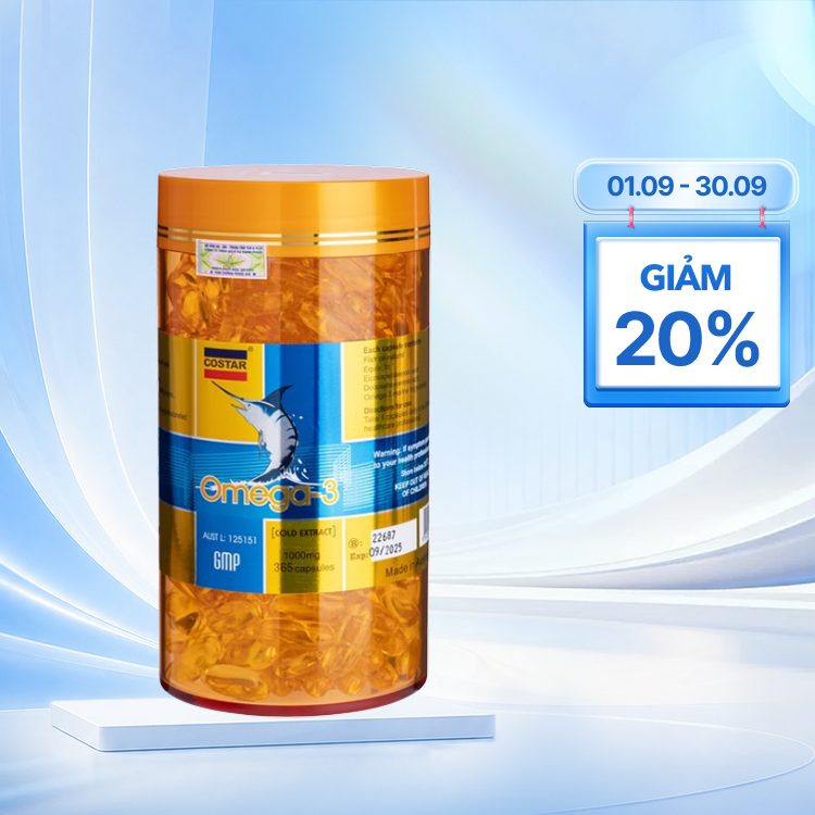 Viên uống dầu cá Costar Omega 3 (hộp 365 viên) cải thiện sức khỏe tim mạch, mắt