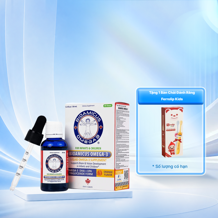BIOAMICUS Omega-3 cải thiện thị lực, bổ não cho bé (Chai 30ml)
