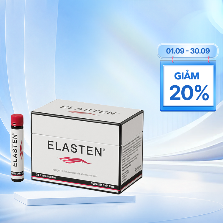 Nước uống Collagen Elasten bổ sung collagen, sáng mịn da (Hộp 28 ống x 25ml)