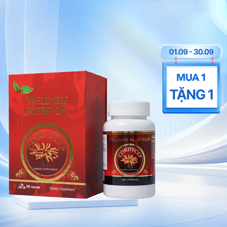 Wellness Nutrition Cordyceps Đông Trùng Hạ Thảo (Hộp 90 viên)