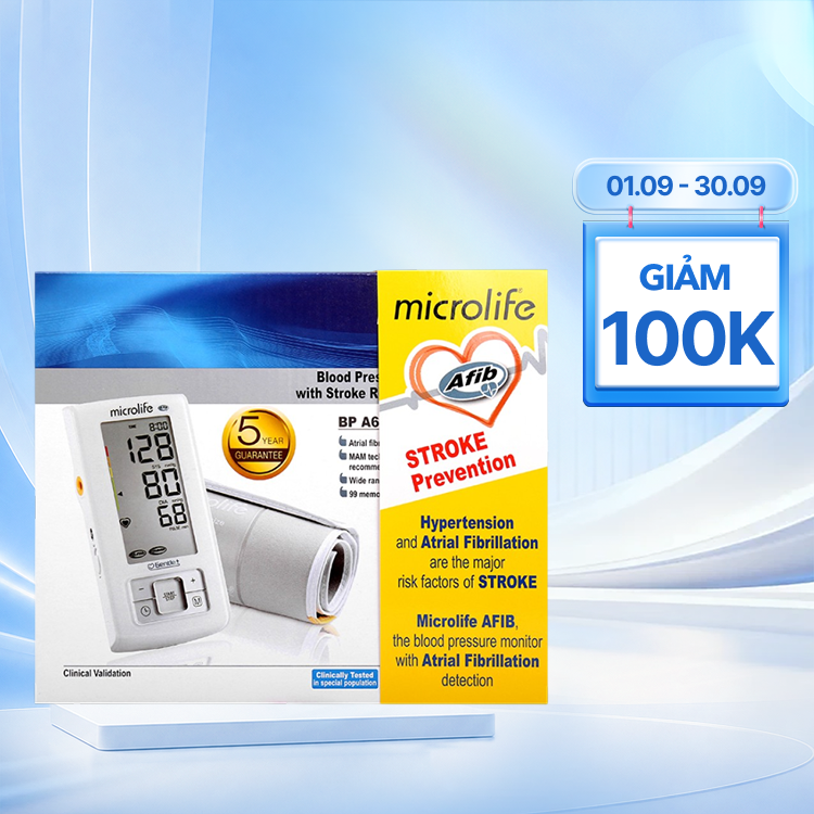 Máy đo huyết áp bắp tay MICROLIFE BP A6 Basic hỗ trợ tầm soát nhịp tim (1 cái)