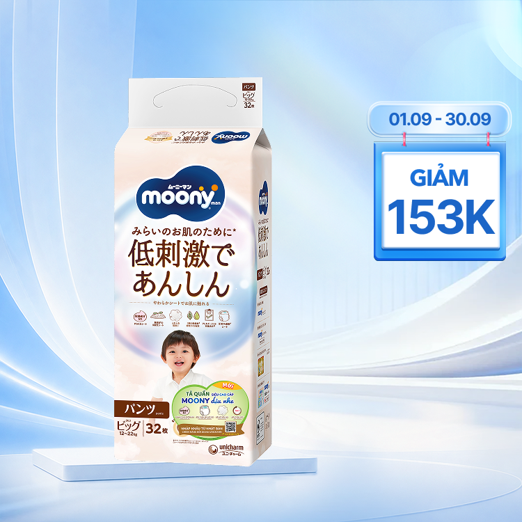 Moony Tã Quần Natural XL 32 Miếng