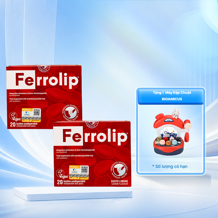 Combo 2 Bột uống FERROLIP bổ sung sắt (Hộp 20 gói)
