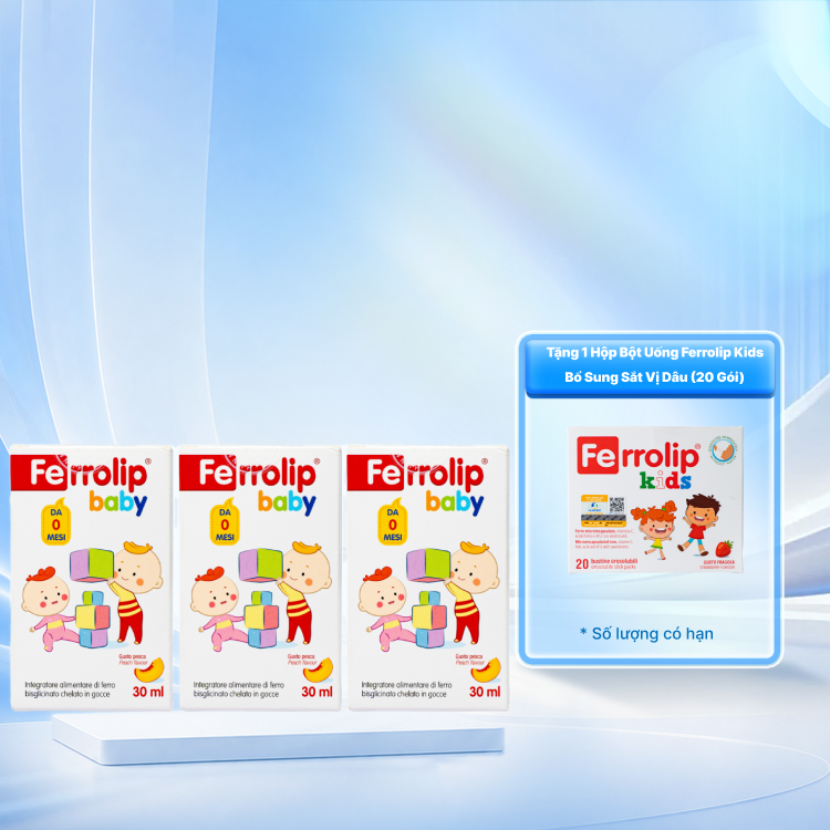 Combo 3 lọ thực phẩm bảo vệ sức khỏe Ferrolip baby bổ sung sắt cho cơ thể (Lọ 30ml)