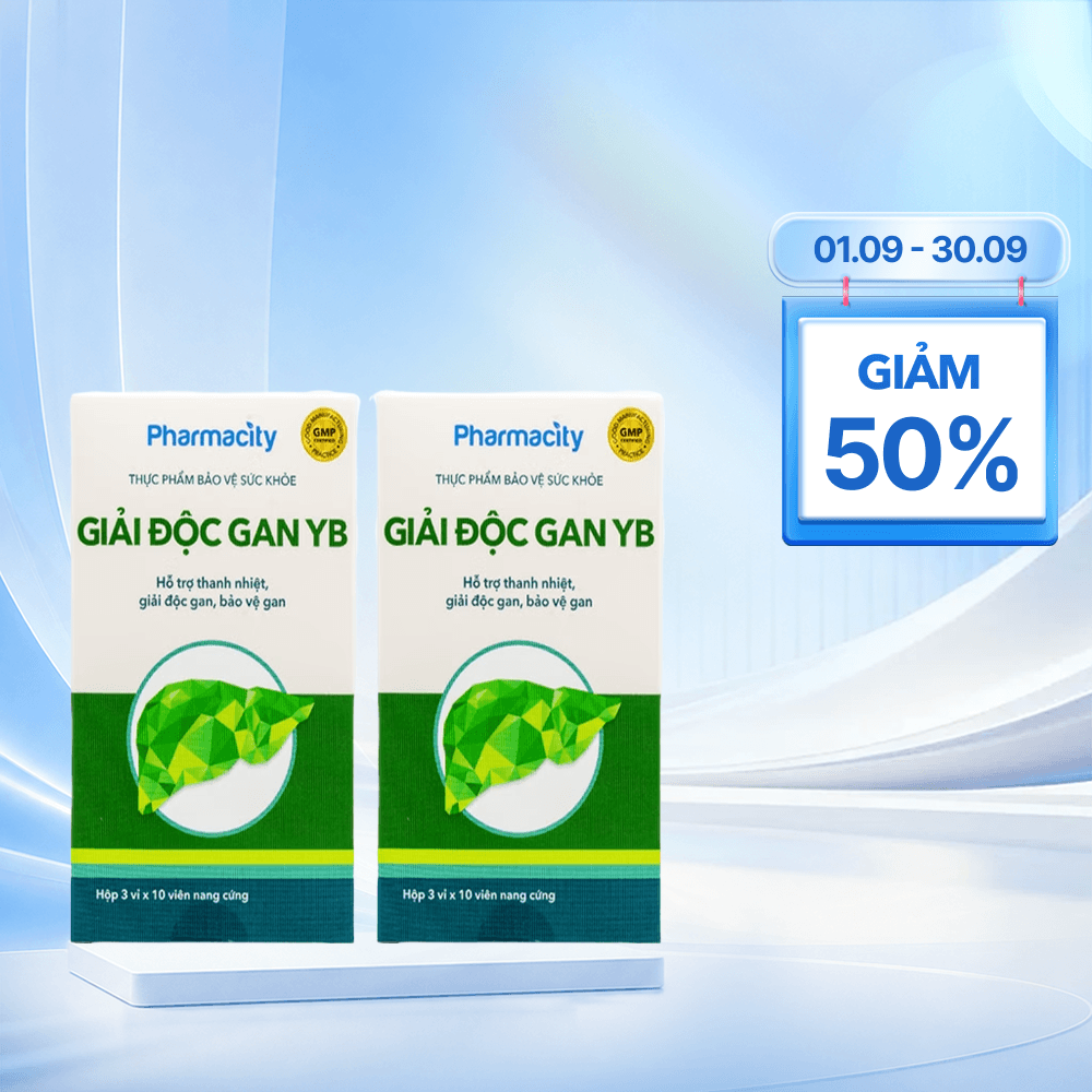 Combo 2 Hộp Viên uống Pharmacity Giải Độc Gan YB hỗ trợ thanh nhiệt, giải độc, bảo vệ gan (Hộp 30 viên nang cứng)