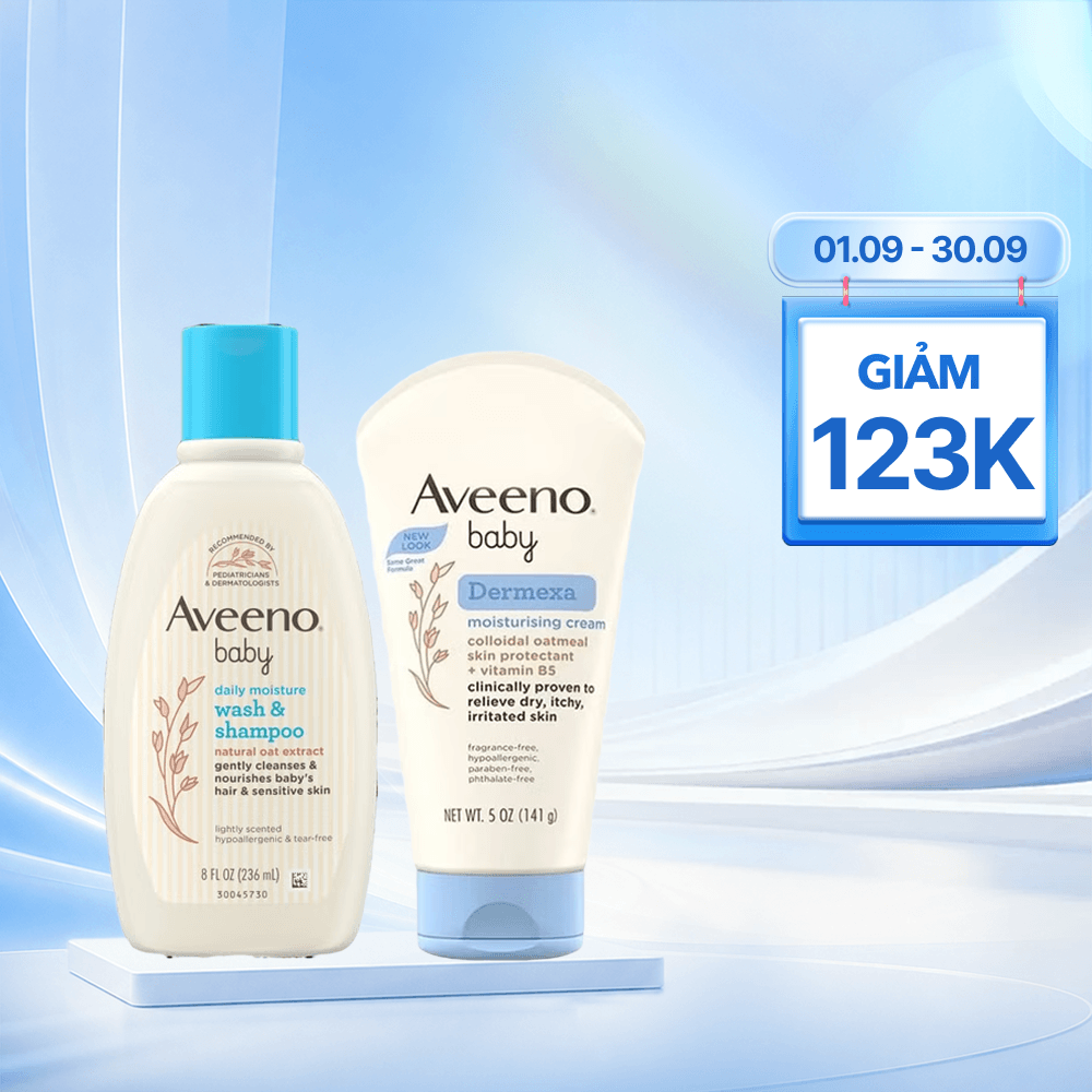 Combo Tắm Gội & Dưỡng Ẩm Cho Bé Aveeno