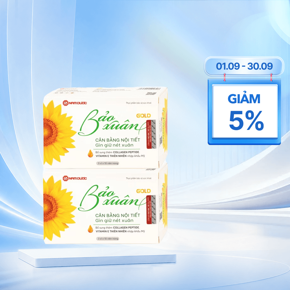 Combo 2 Hộp Viên uống Bảo Xuân Gold hỗ trợ cân bằng nội tiết tố cho nữ tuổi 30-50 (Hộp 3 vỉ x 10 viên)