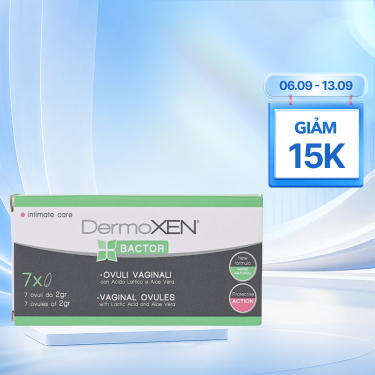 Dermoxen Bactor Viên Đặt Âm Đạo Hỗ Trợ Giảm Viêm Nhiễm (Hộpx7 Viên)