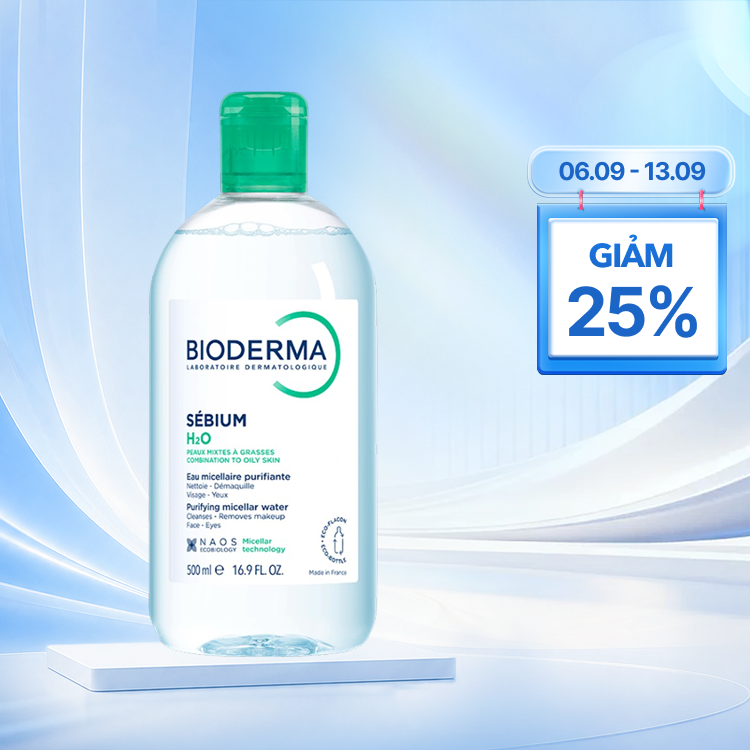 Nước tẩy trang BIODERMA Sebium H2O làm sạch dịu nhẹ (Chai 500ml)