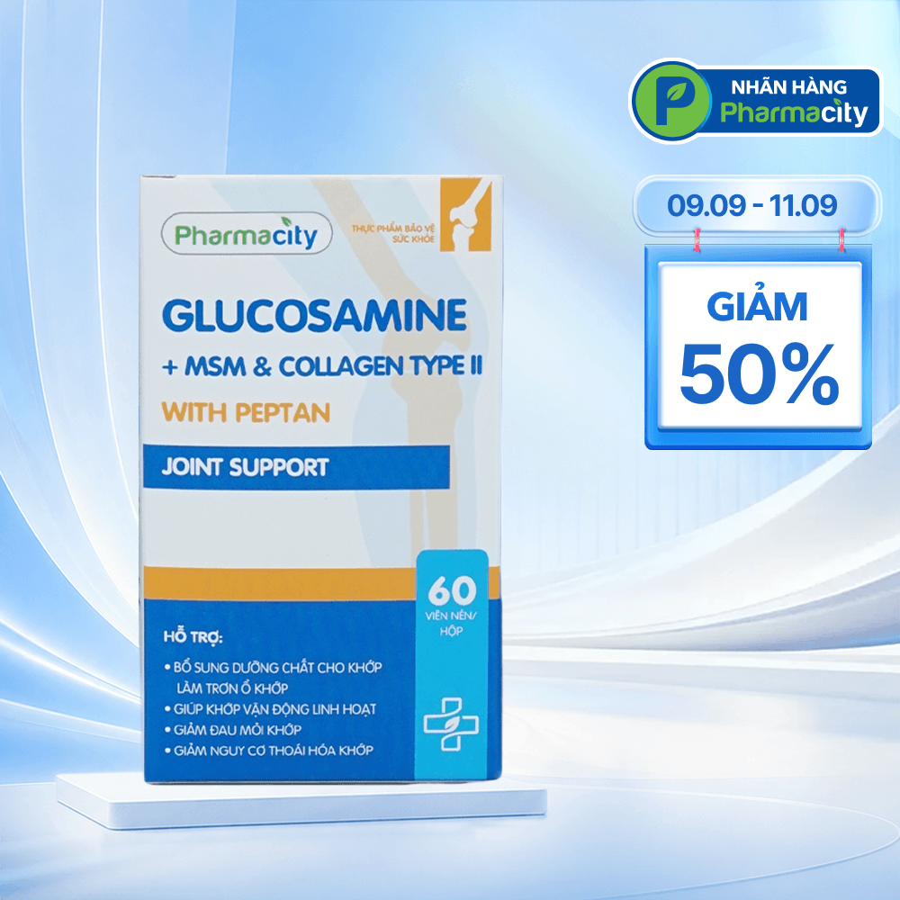 Pharmacity Glucosamine (lọ 60 viên) giúp giảm đau, viêm khớp, thoái hóa khớp