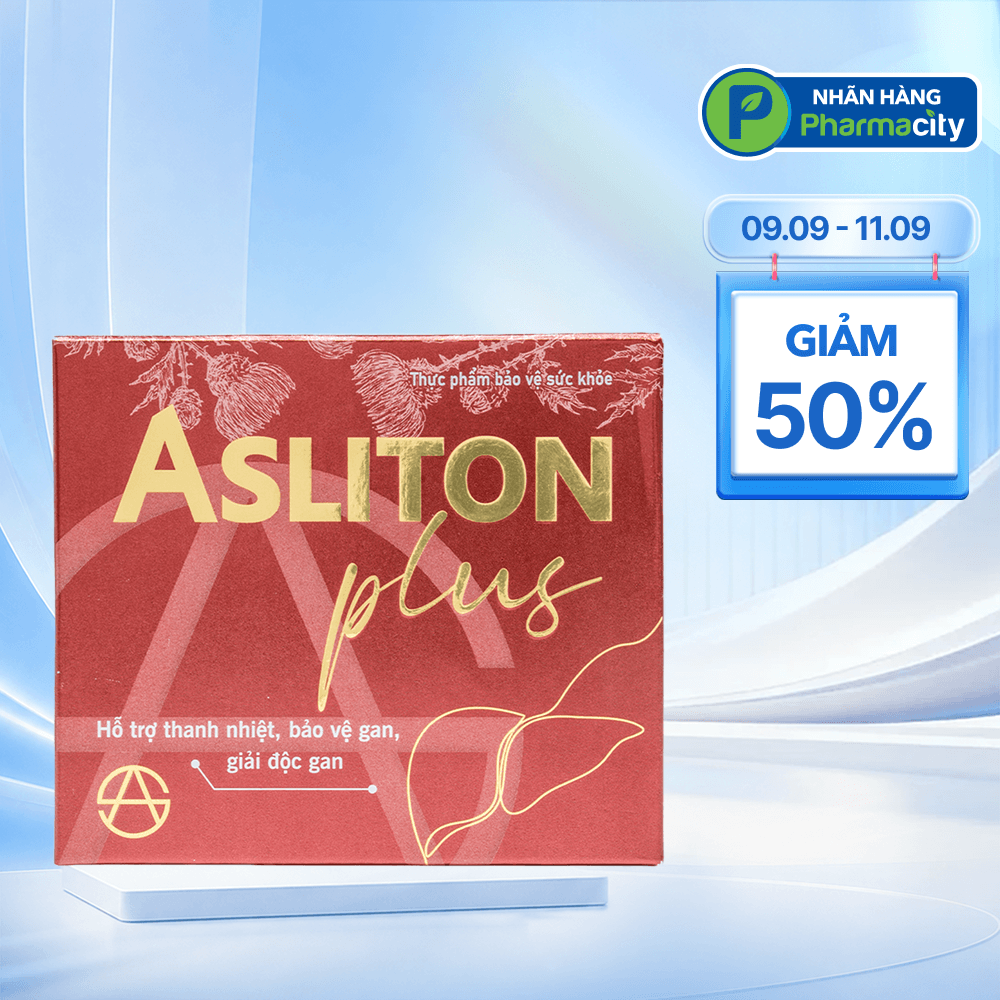 Thực phẩm bảo vệ sức khỏe Asliton Plus hỗ trợ thanh nhiệt, bảo vệ gan, giải độc gan (Hộp 60 viên)