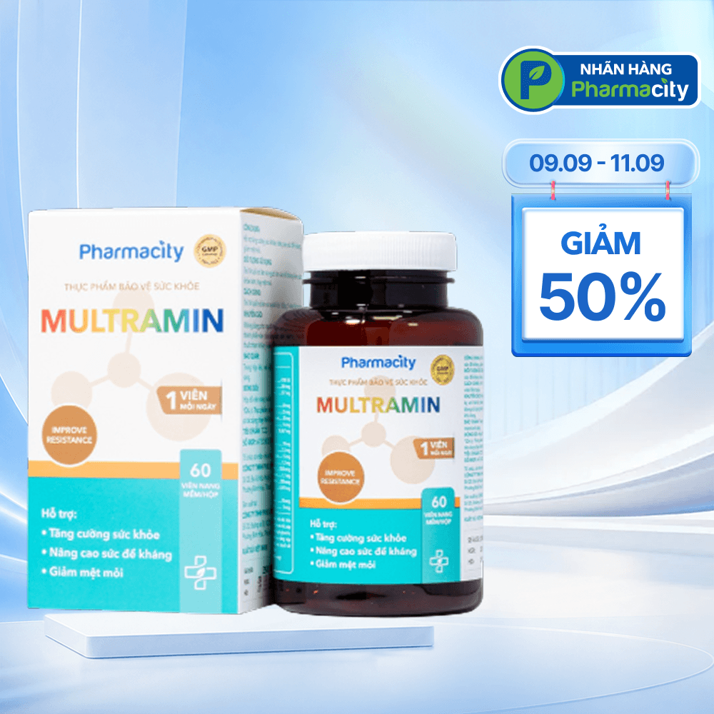 Viên uống Pharmacity Multramin hỗ trợ tăng cường sức khỏe, nâng cao sức đề kháng (60 viên nang mềm)