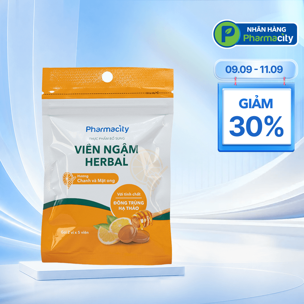 Viên ngậm Herbal Pharmacity Hương Chanh Mật Ong (2 vỉ x 5 viên)