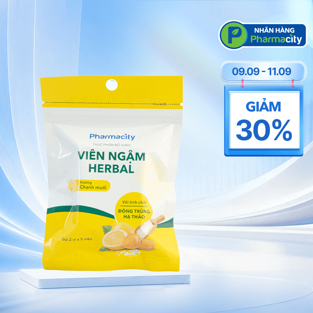 Viên ngậm Herbal Pharmacity Hương Chanh Muối (2 Vỉ x 5 viên)