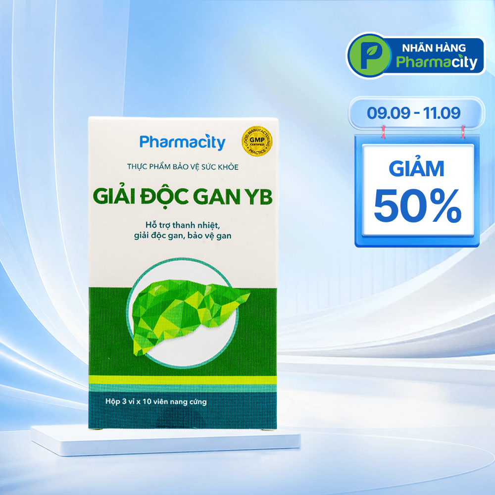 Viên uống Pharmacity Giải Độc Gan YB hỗ trợ thanh nhiệt, giải độc, bảo vệ gan (Hộp 30 viên nang cứng)